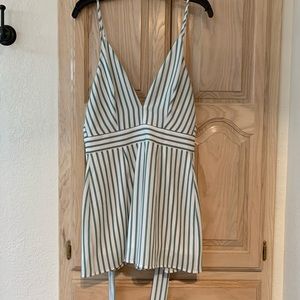 Never worn light green striped GB romper.